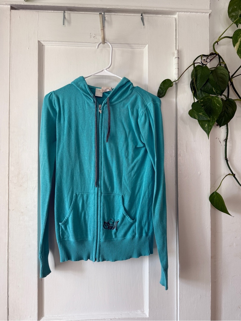 O’Neill size M Turquoise Zip-Up Hoodie with Hood